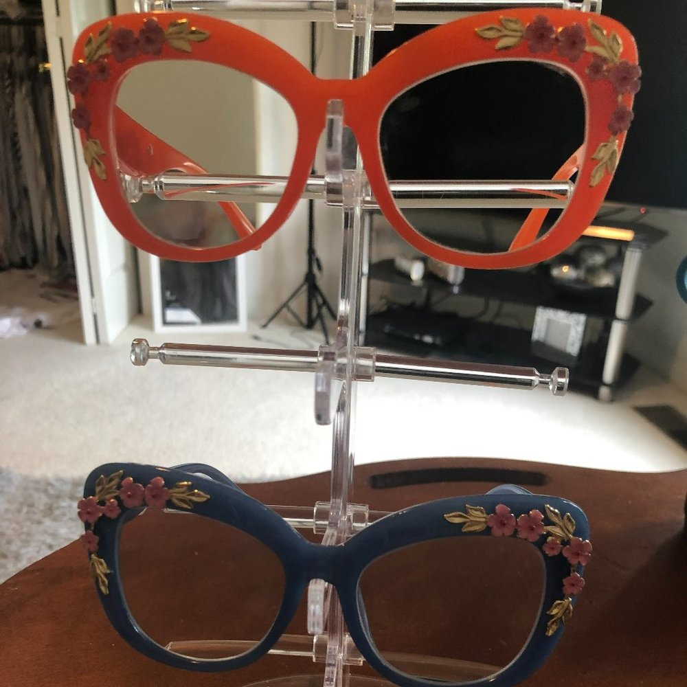 Oversized Eyeglasses Square Large Lenses flower Pattern Readers 2.0